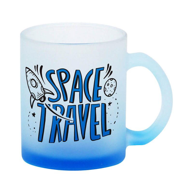 11OZ Sublimation Frosted Glass Mug (Gradient Blue)-2