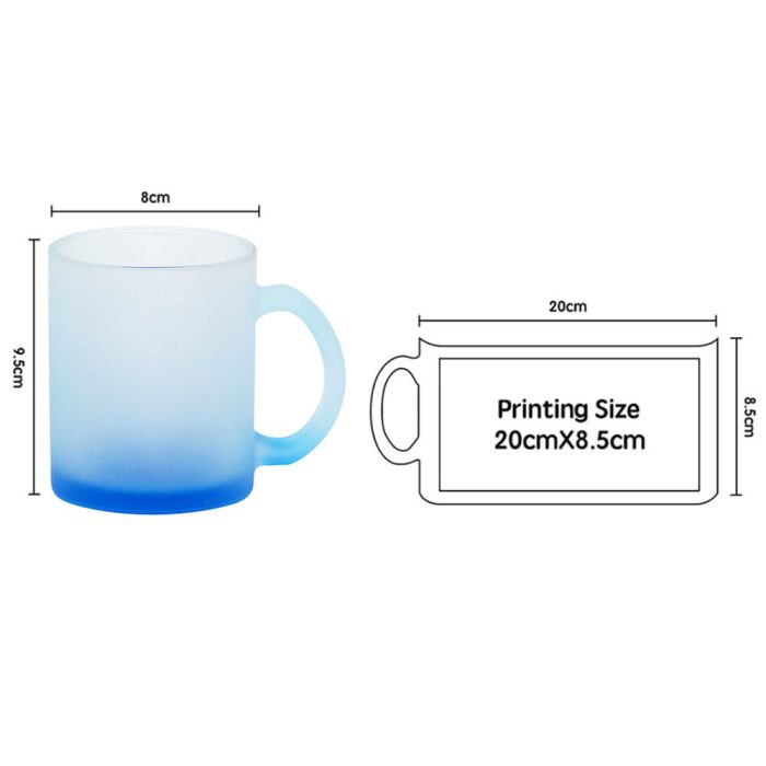 11OZ Sublimation Frosted Glass Mug (Gradient Blue)-4