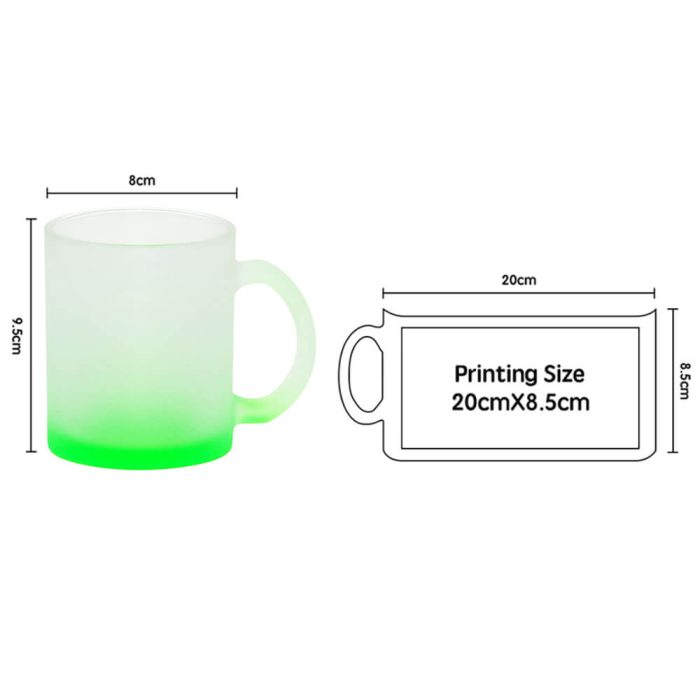 11OZ Sublimation Frosted Glass Mug (Gradient Green)-4