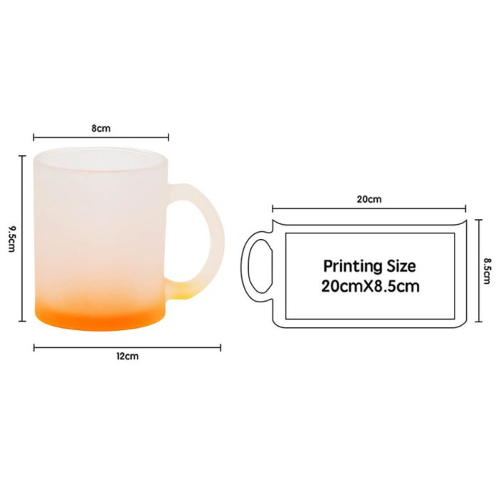 11OZ Sublimation Frosted Glass Mug (Gradient Orange)-4