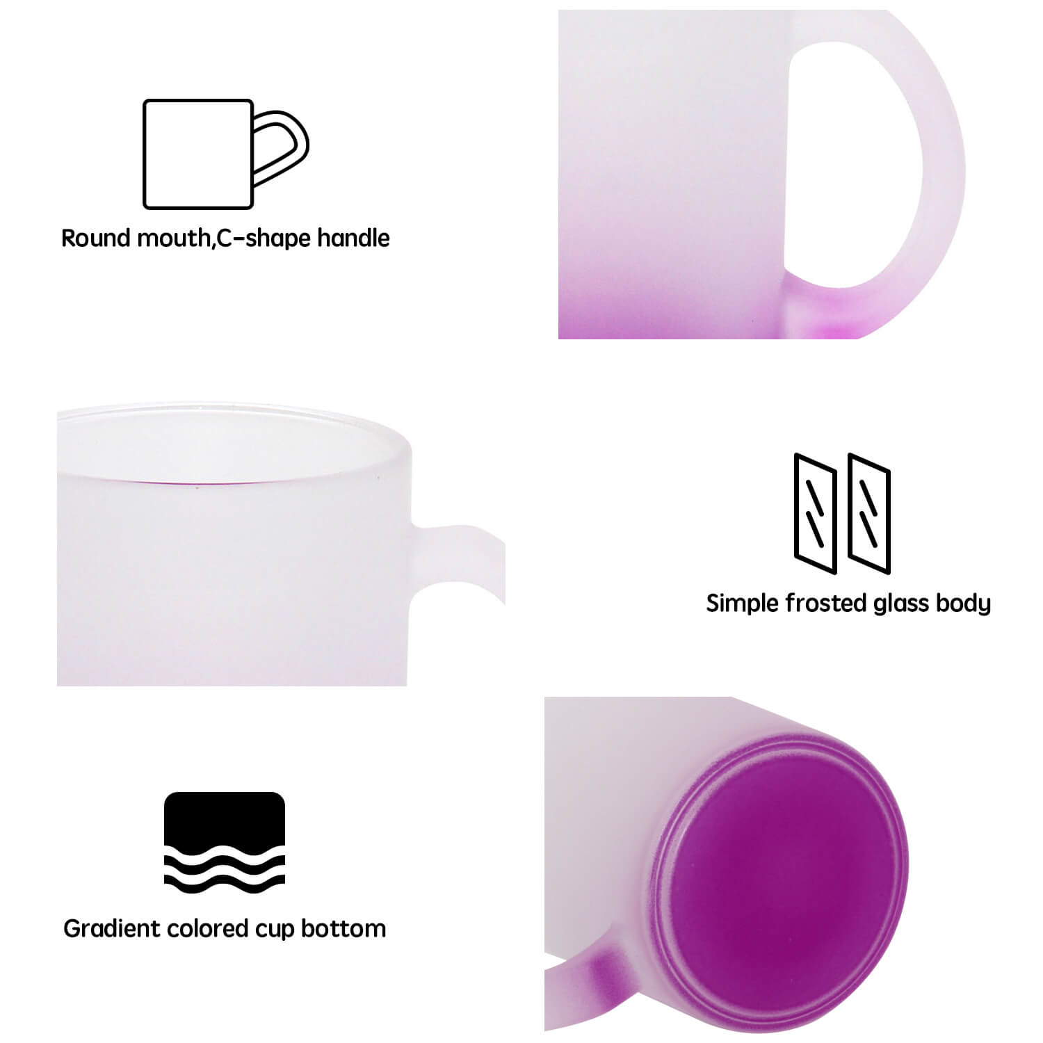 11oz Sublimation Glass Mug Gradient Online and Market Goods