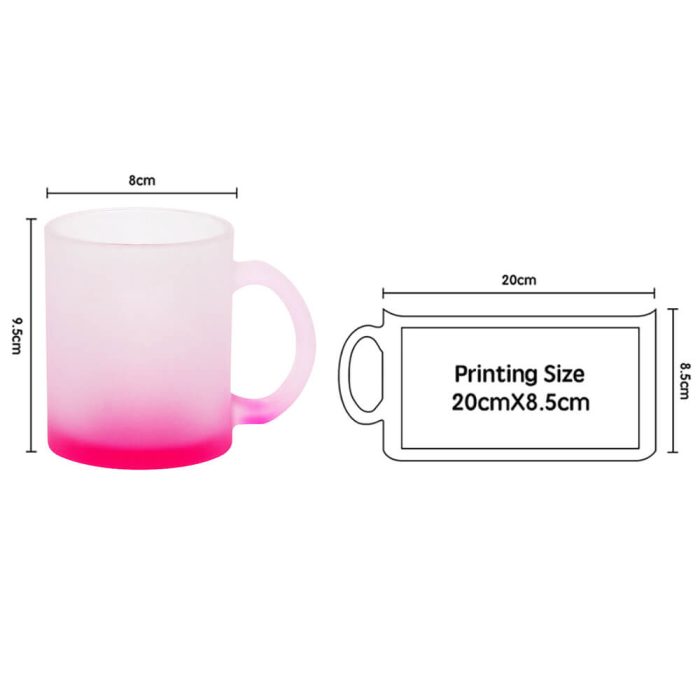 11OZ Sublimation Frosted Glass Mug (Gradient Rose Red)-4