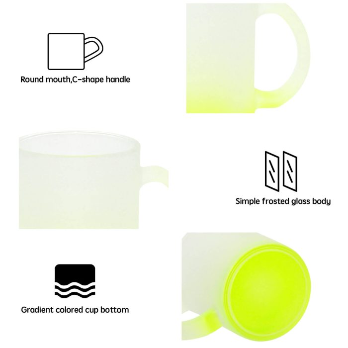 11OZ Sublimation Frosted Glass Mug (Gradient Yellow)-5
