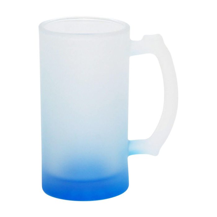 16OZ Sublimation Frosted Glass Mug (Gradient Blue)-1