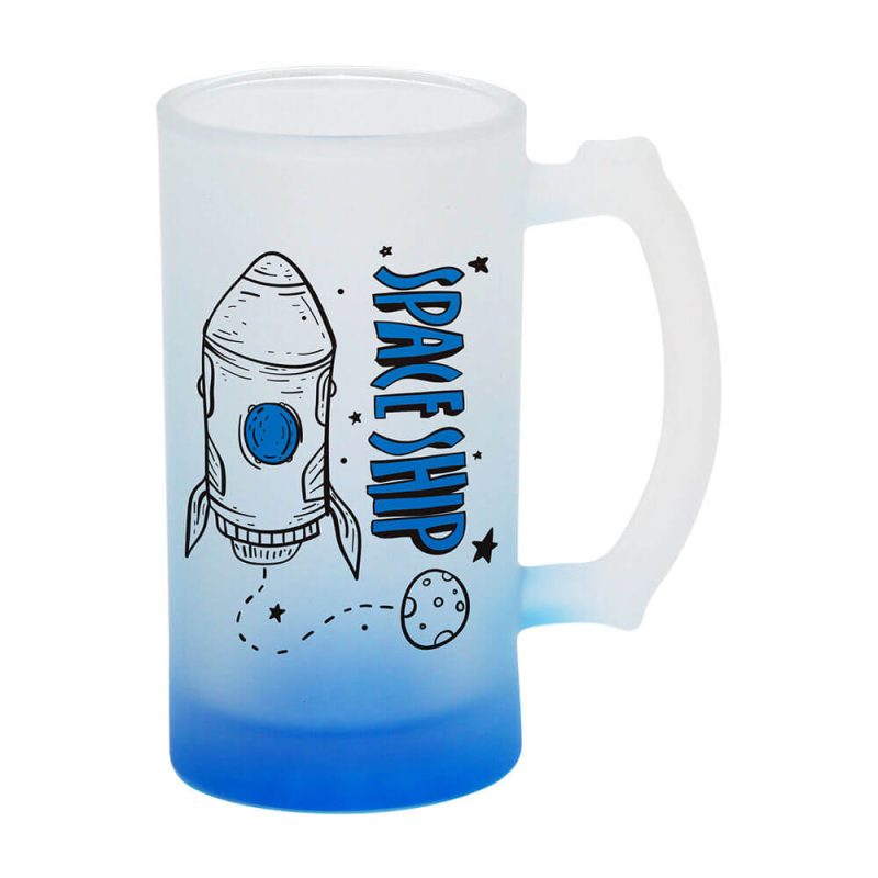16OZ Sublimation Frosted Glass Mug (Gradient Blue)-2