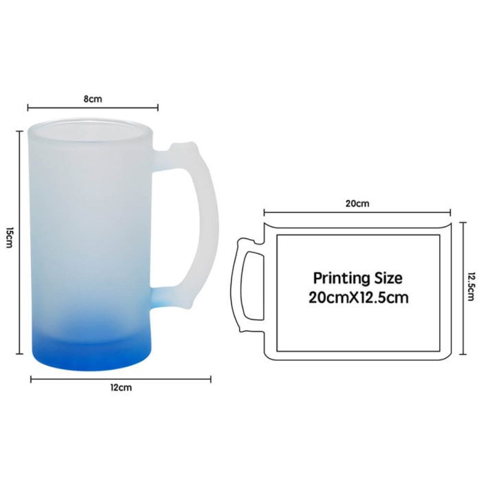16OZ Sublimation Frosted Glass Mug (Gradient Blue)-4