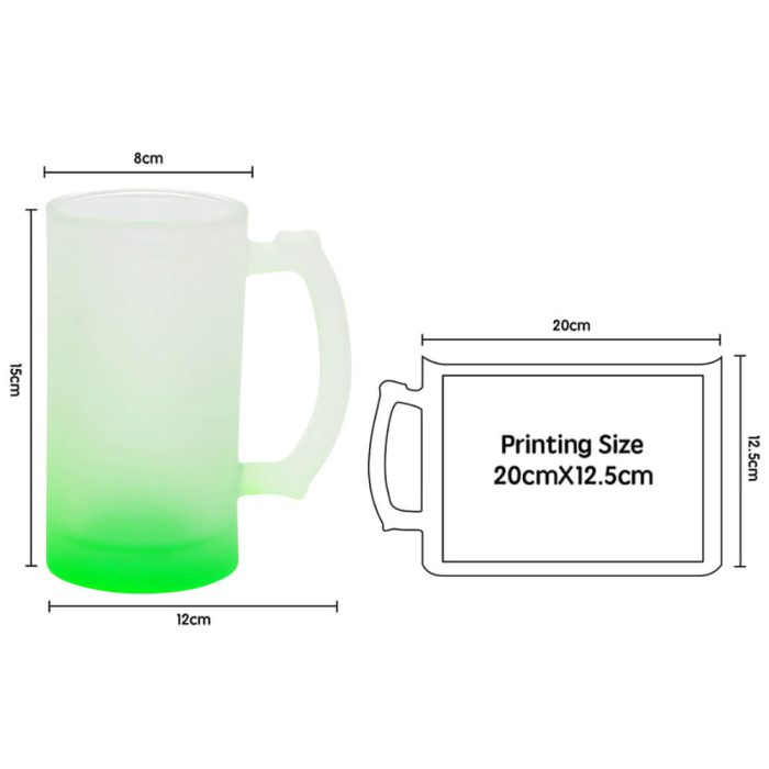 16OZ Sublimation Frosted Glass Mug (Gradient Green)-4