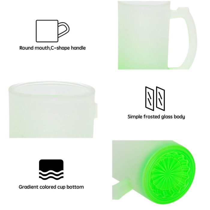 16OZ Sublimation Frosted Glass Mug (Gradient Green)-5