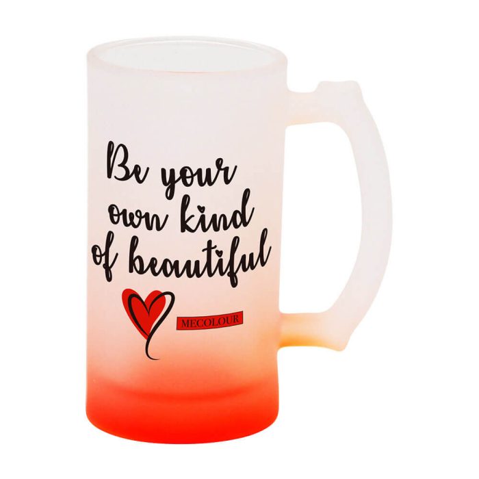 16OZ Sublimation Frosted Glass Mug (Gradient Red)-2