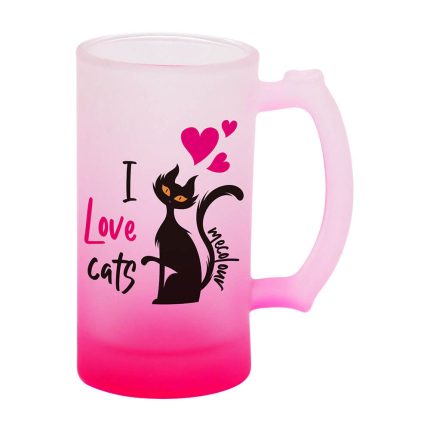 16OZ Sublimation Frosted Glass Mug (Gradient Rose Red)-2