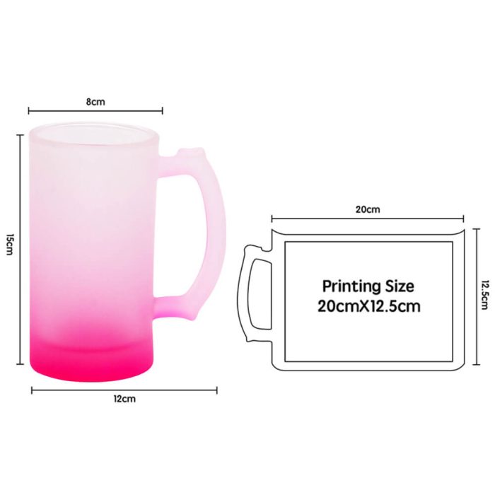 16OZ Sublimation Frosted Glass Mug (Gradient Rose Red)-4