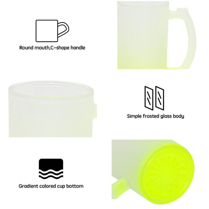 16OZ Sublimation Frosted Glass Mug (Gradient Yellow)-5