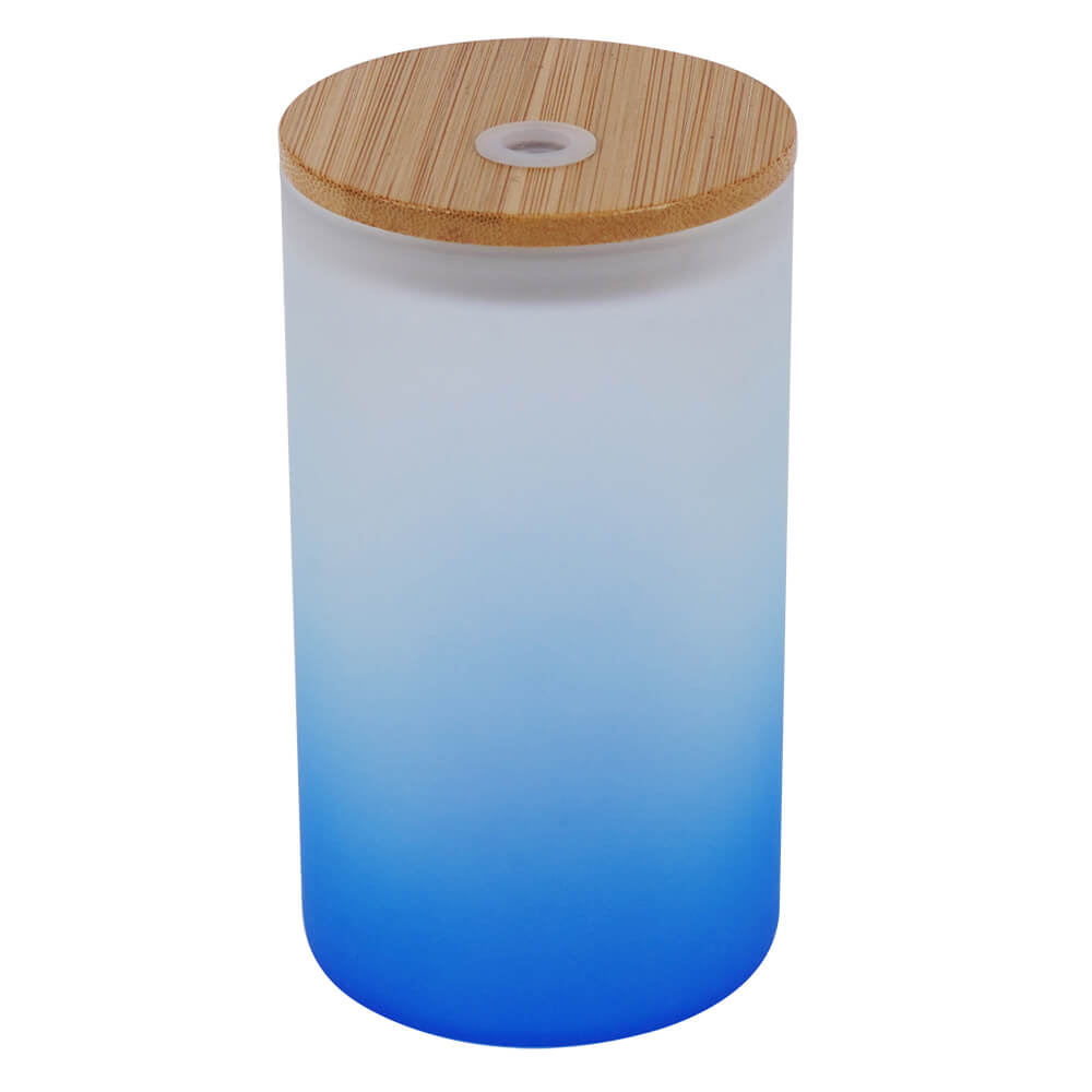 16oz Sublimation Glass Can, Clear Sublimation Glass Can, Frosted Glass Beer  Can, Sublimation Tumbler With Bamboo Lid and Plastic Straw 