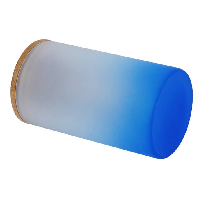 16 oz Sublimation Glass Skinny Tumbler with Straw (Frosted, Gradient Blue)-3