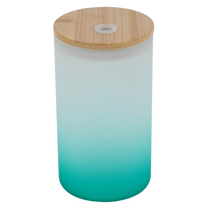 16 oz Sublimation Glass Skinny Tumbler with Straw (Frosted, Gradient Green)-1