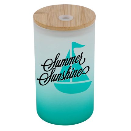 16 oz Sublimation Glass Skinny Tumbler with Straw (Frosted, Gradient Green)-2