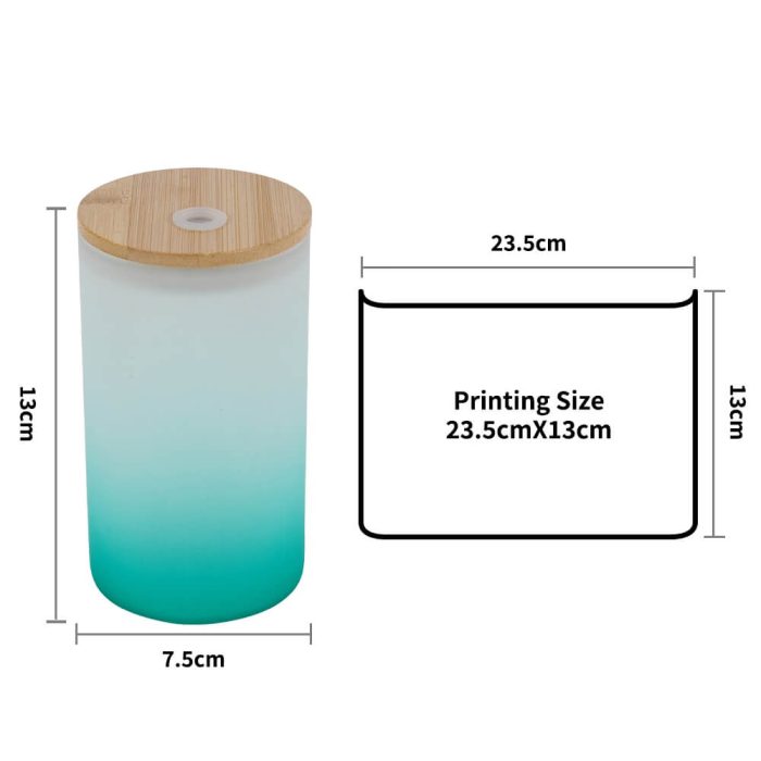16 oz Sublimation Glass Skinny Tumbler with Straw (Frosted, Gradient Green)-4