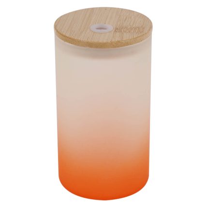 16 oz Sublimation Glass Skinny Tumbler with Straw (Frosted, Gradient Orange)-1