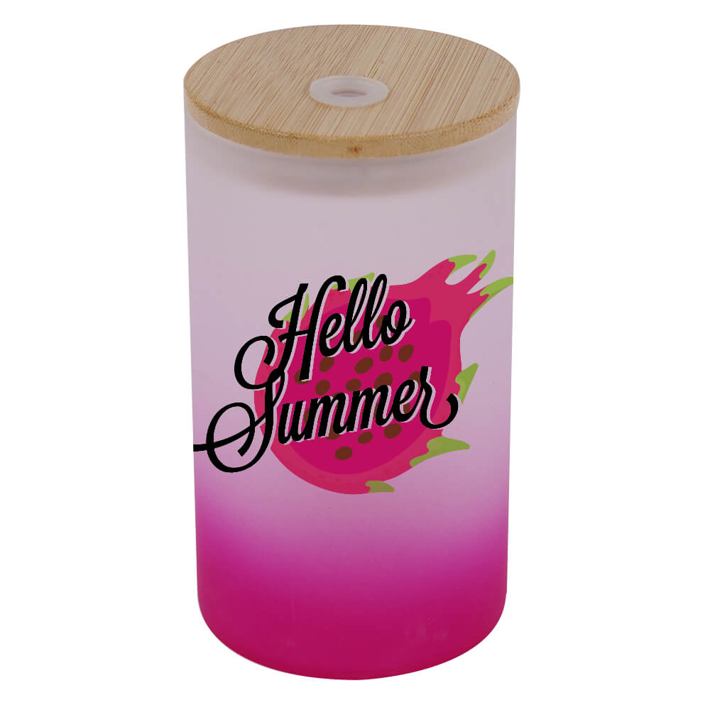 16 oz Sublimation Glass Skinny Tumbler with Straw (Frosted, Gradient Purple)-2