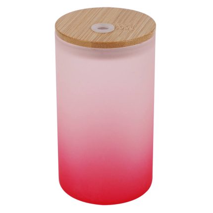 16 oz Sublimation Glass Skinny Tumbler with Straw (Frosted, Gradient Red)-1