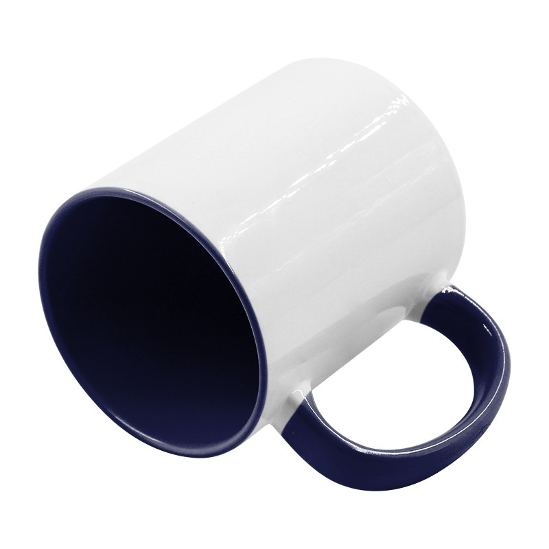 White Ceramic Sublimation Coffee Mug with Colored Inside/Handle - 11oz.