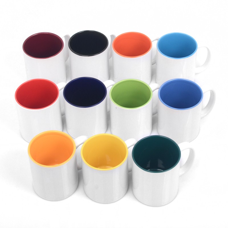 11oz. Dye Sublimation Inner Colored Coated Mugs - Case of 36 - Red, Black  or Blue Inner Colors