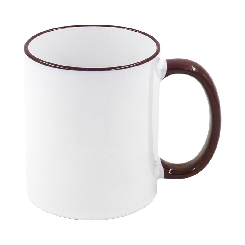 11 oz Sublimation Mug with Purplish Red Rim & Handle