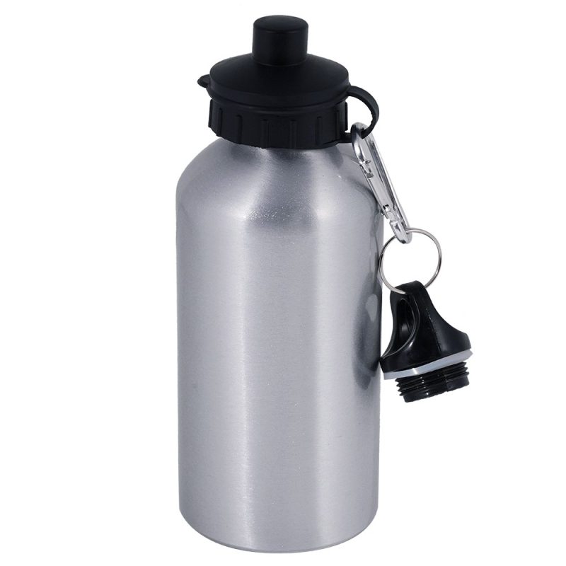 500ml Sports Bottle Double Caps Silver 1