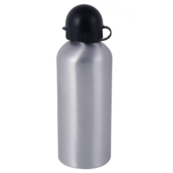 600ml Aluminum Sports Bottle-Round Cap-Silver 1