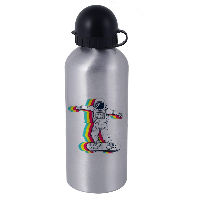 600ml Aluminum Sports Bottle-Round Cap-Silver 2