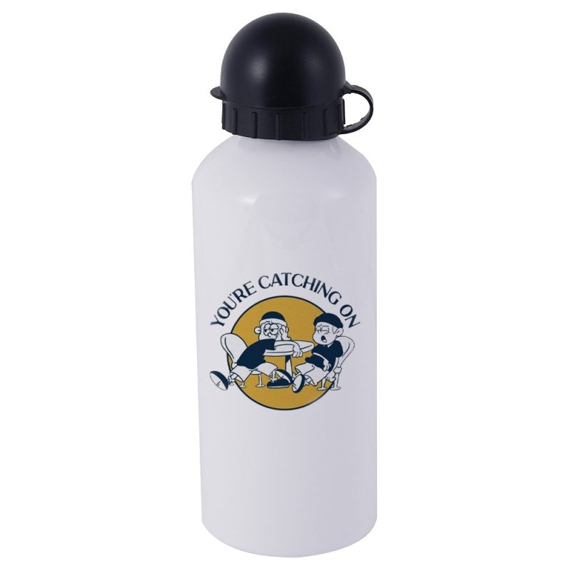 600ml Aluminum Sports Bottle-Round Cap-White 2