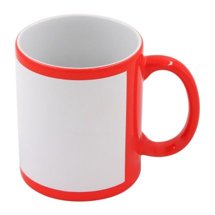 Fluorescent Mug with White Patch-Red 1