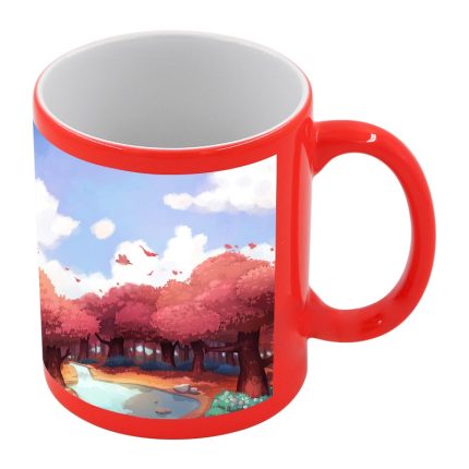 Fluorescent Mug with White Patch-Red 2