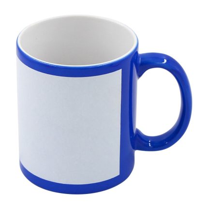 Fluorescent Mug with white patch-Blue 1