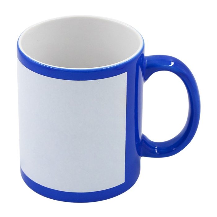 Fluorescent Mug with white patch-Blue 1