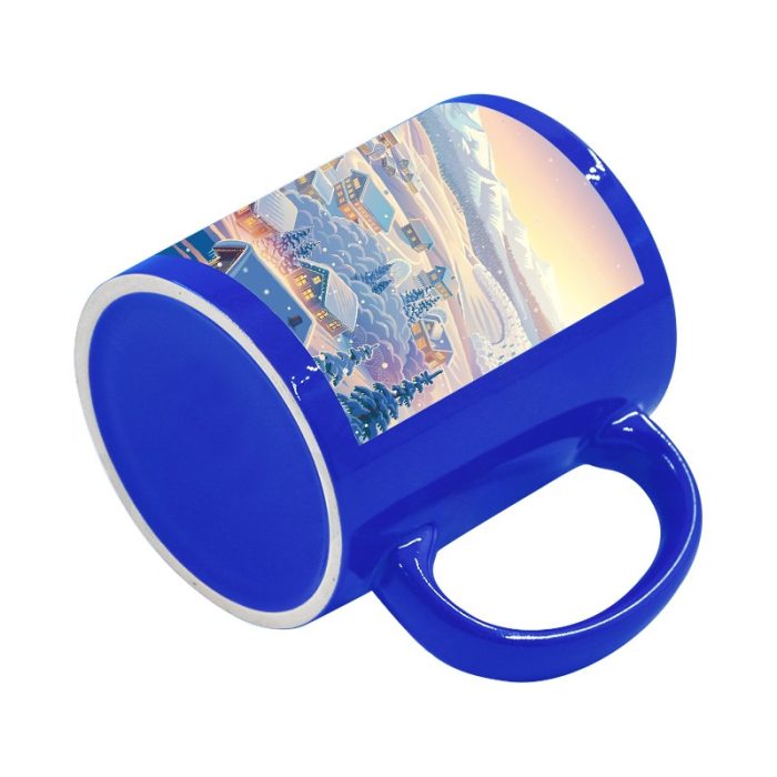 Fluorescent Mug with white patch-Blue 3