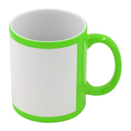 Fluorescent Mug with white patch-Green 1