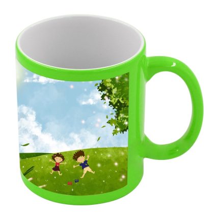 Fluorescent Mug with white patch-Green 2