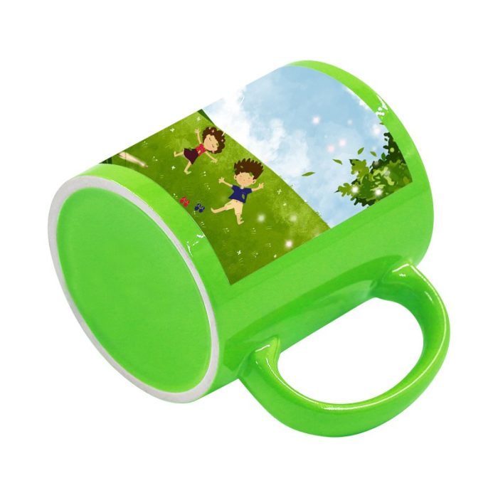 Fluorescent Mug with white patch-Green 3