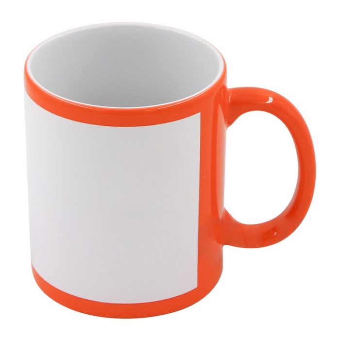 Fluorescent Mug with white patch-Orange 1