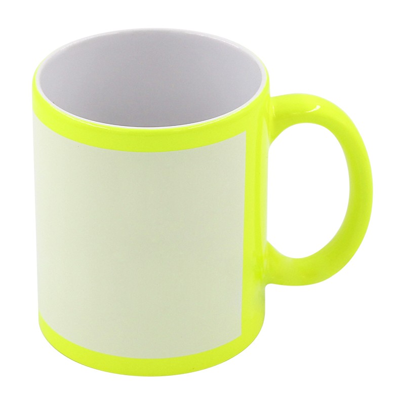 Fluorescent Mug with white patch-Yellow 1