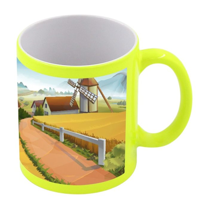 Fluorescent Mug with white patch-Yellow 2