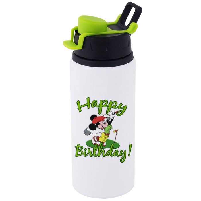 600ml Aluminum Water Bottle w Light Green Buckle 2