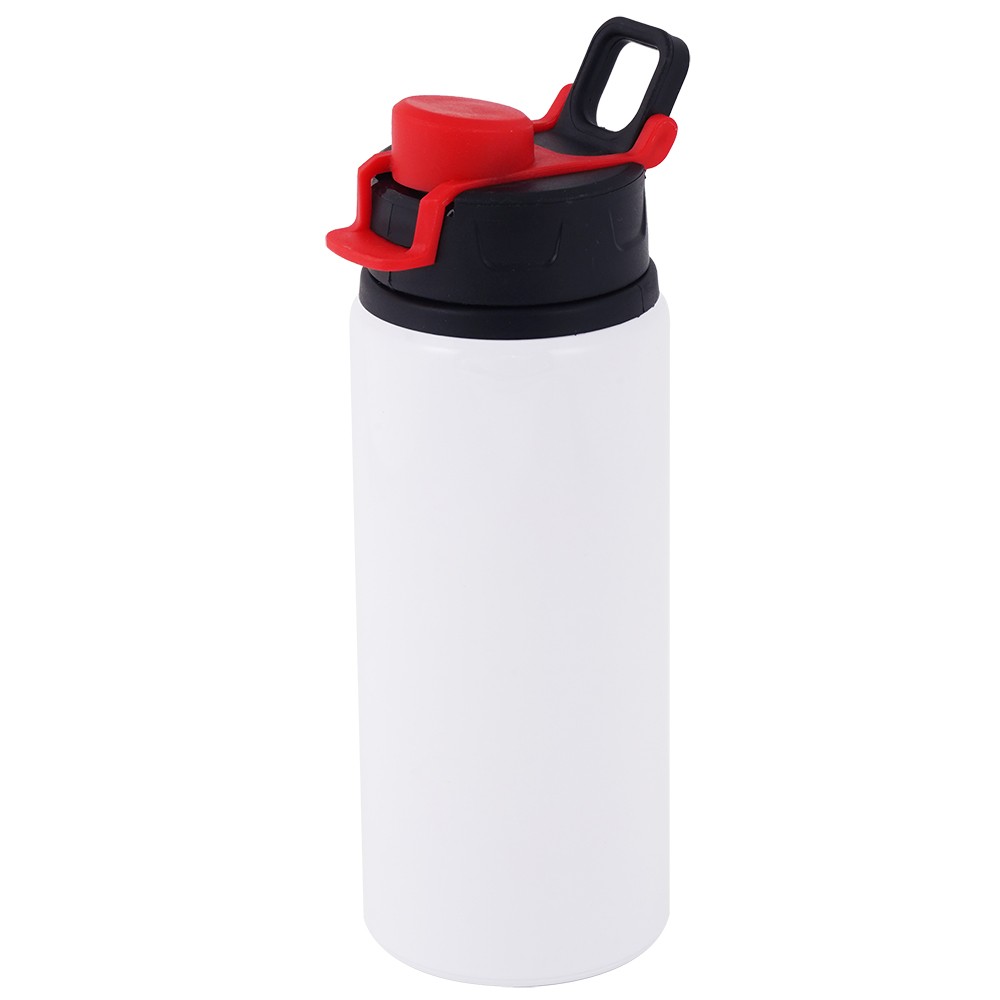 Sublimation Blanks 600ml Aluminum Bottle White, Red Buckle