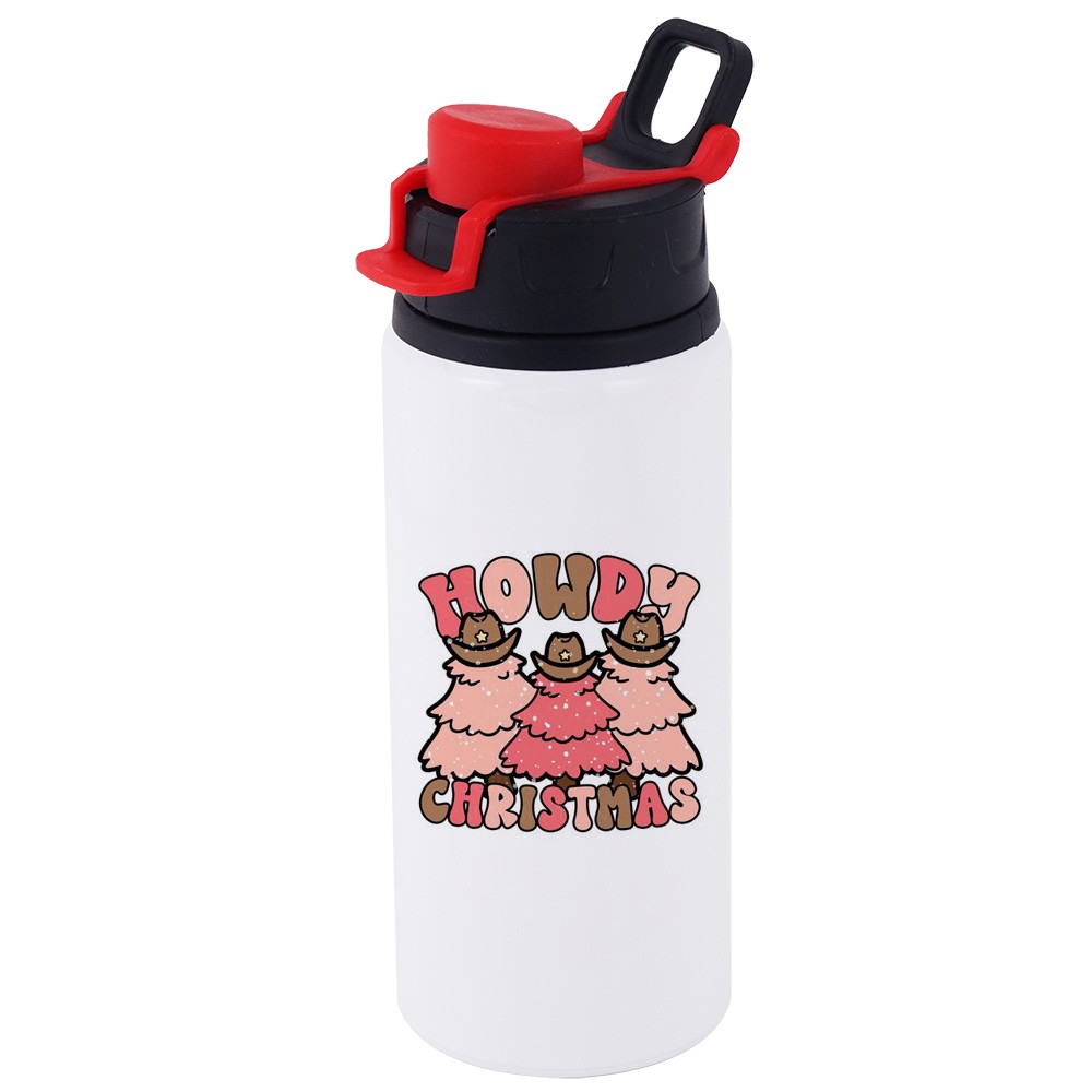 Sublimation Blanks 600ml Aluminum Bottle White, Red Buckle