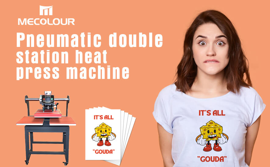 Pneumatic double station heat press machine