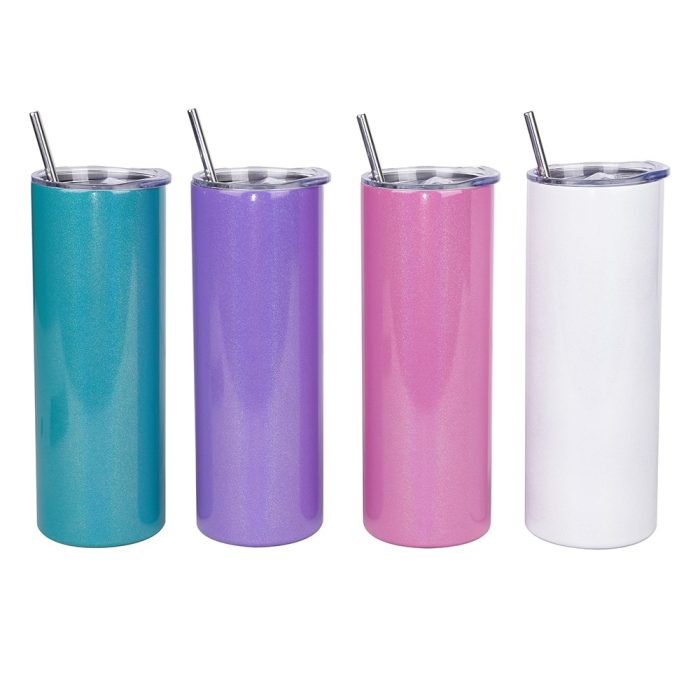 30oz white sparkling Stainless Steel Skinny Tumbler-3