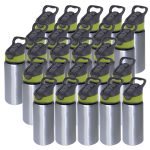 600ml silver Water Bottle-green Cap-4