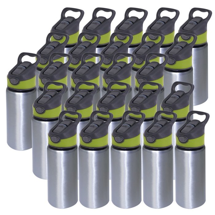 600ml silver Water Bottle-green Cap-4