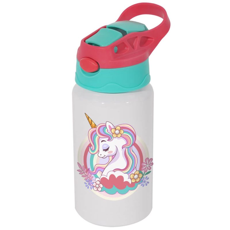 500ml kids aluminum water bottle with green cover-5